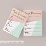 Baby Shower Emoji Pictionary Game Pink Mint and Gold
