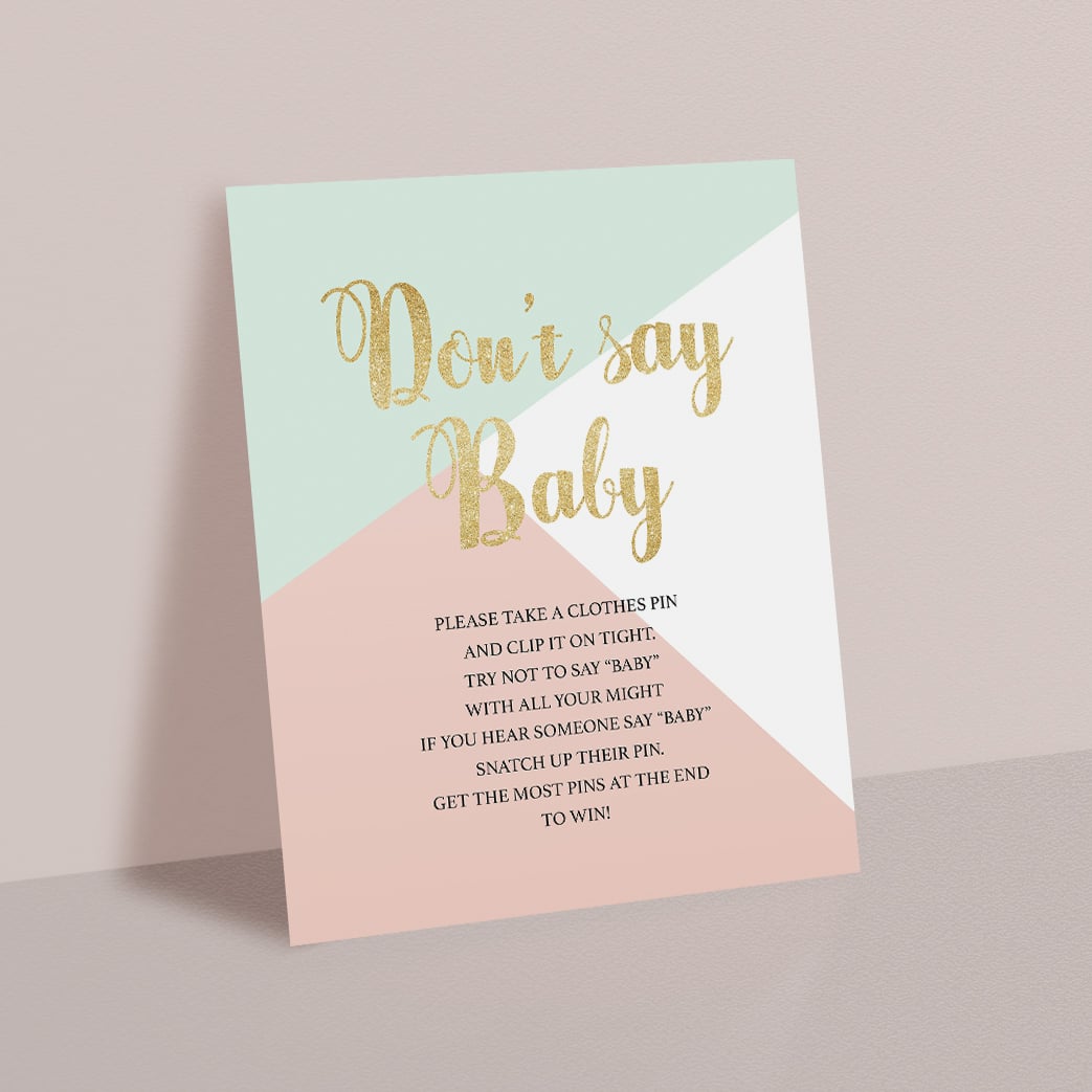 Modern baby clothes pin game instant download table sign by LittleSizzle