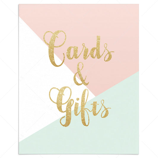 Pastel cards and gifts sign printable by LittleSizzle