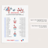 Patriotic Game Name The State Printable
