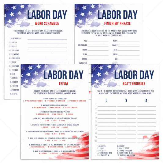 America Labor Day Games Bundle Printable by LittleSizzle