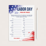 Patriotic Party Game for Family Labor Day Finish My Phrase by LittleSizzle
