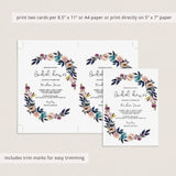 Purple Bridal Shower Invitation Template Floral Theme