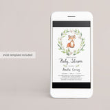 Watercolor orange fox on baby shower invitation by LittleSizzle
