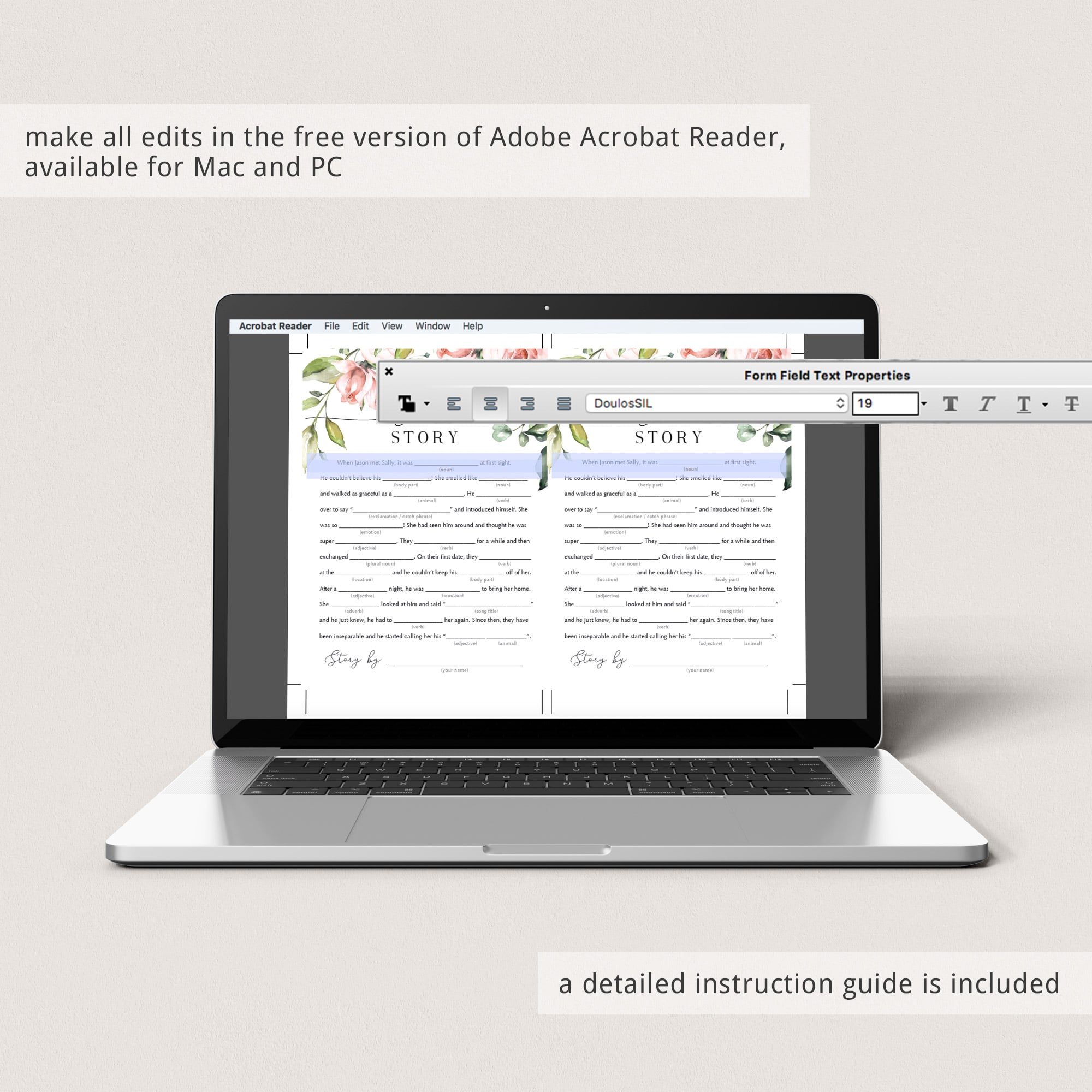 personalized bridal shower madlibs game digital download