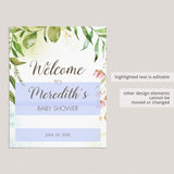 Garden Themed Baby Shower Welcome Sign Template