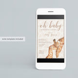 Invitation Templates for Giraffe Baby Shower Instant Download