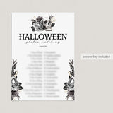 Skull Halloween Party Game Phobia Match with Answers Printable