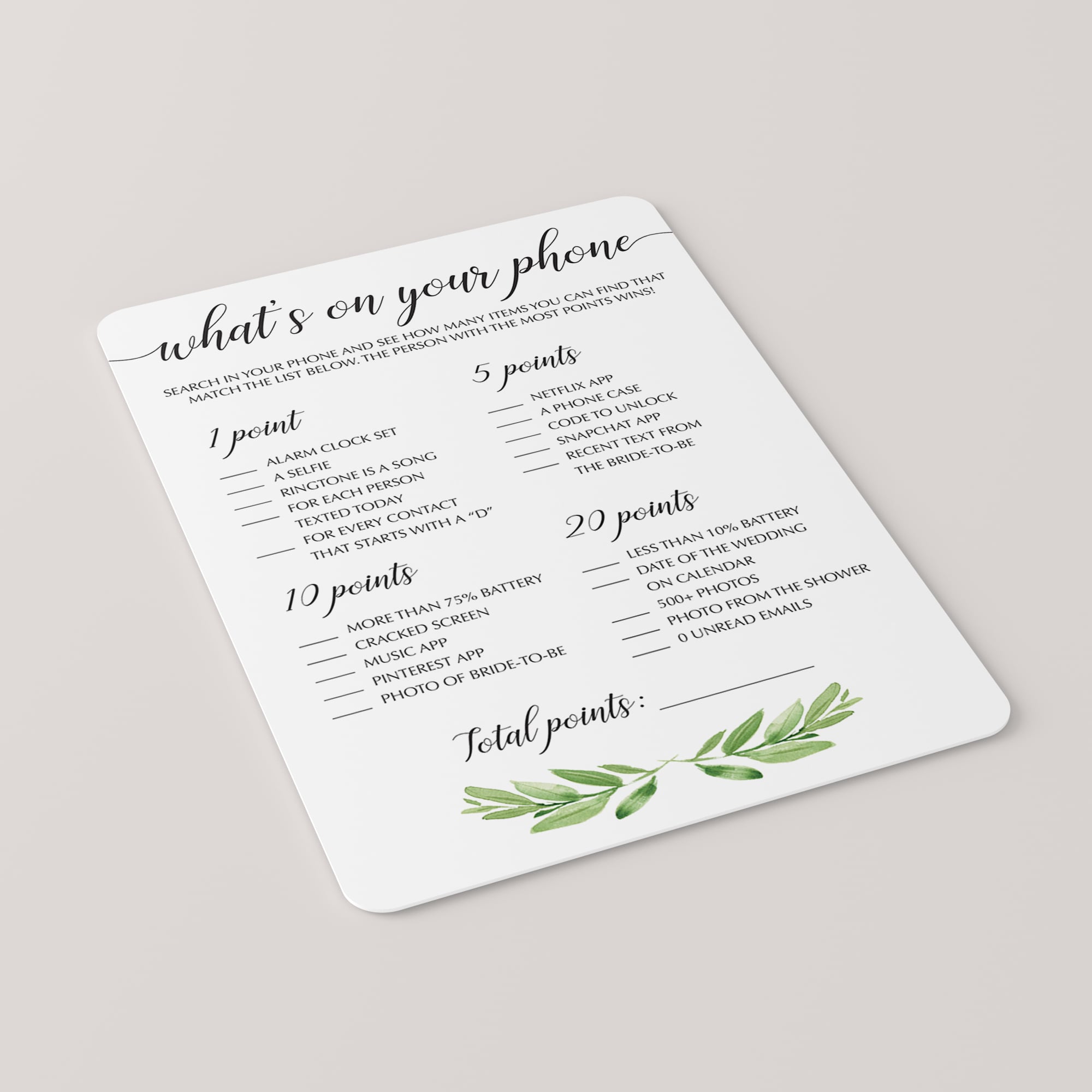 Whats on your phone game greenery theme by LittleSizzle