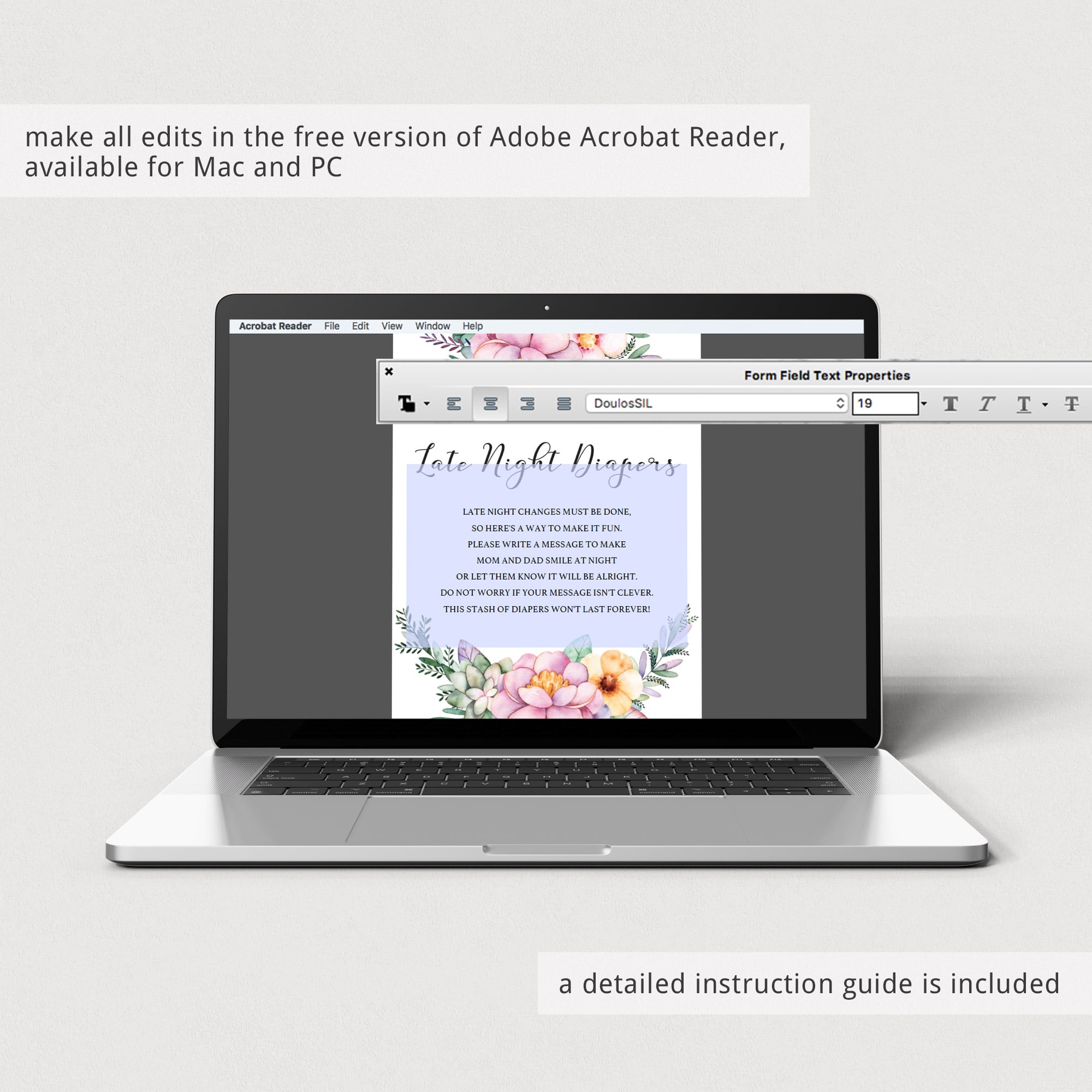 Editable girl baby party activity late night diapers by LittleSizzle