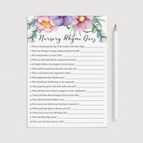 Instant download purple baby shower game nursery rhymes by LittleSizzle