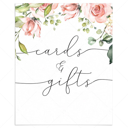 Blush floral cards and gifts table printable sign by LittleSizzle