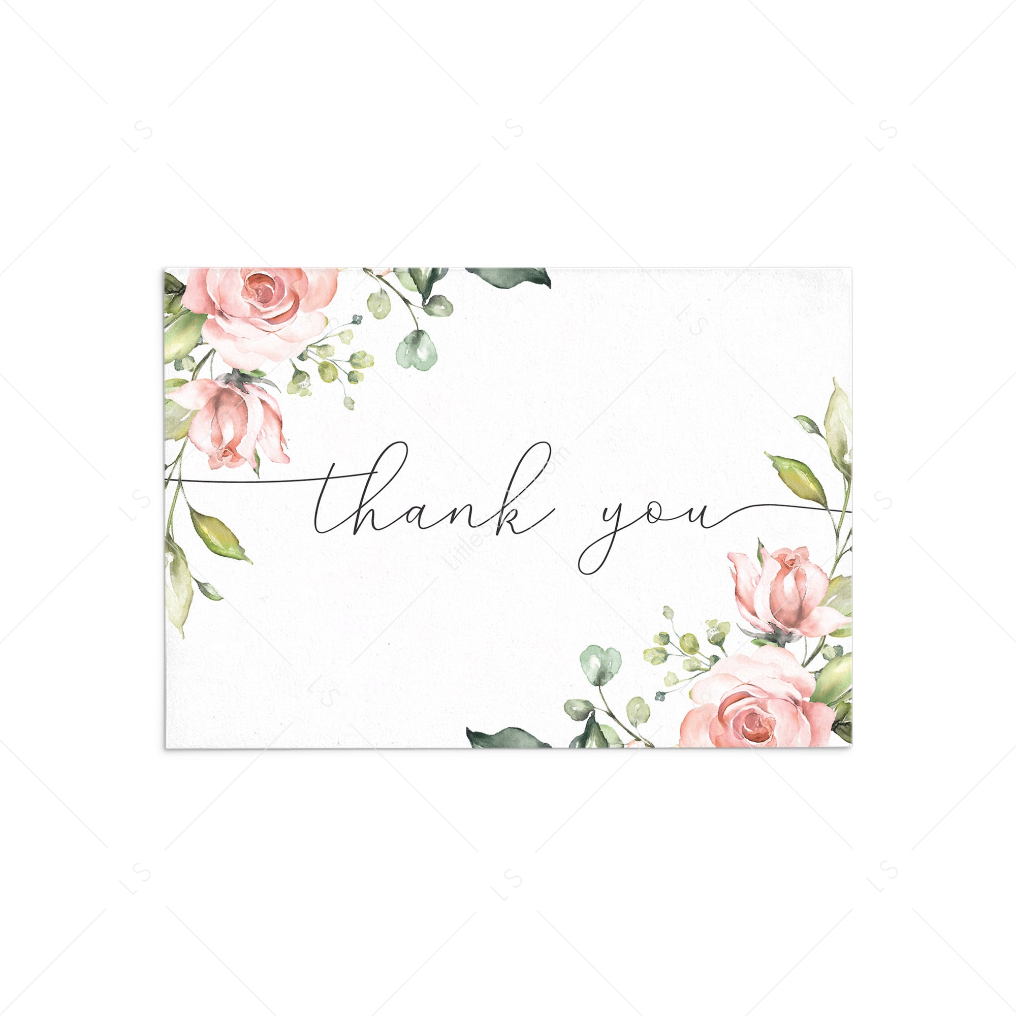Thank You Note Card, Flowers Note Cards, 4X6 inches. Printable