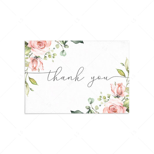 Pink flowers thank you note cards printable by LittleSizzle