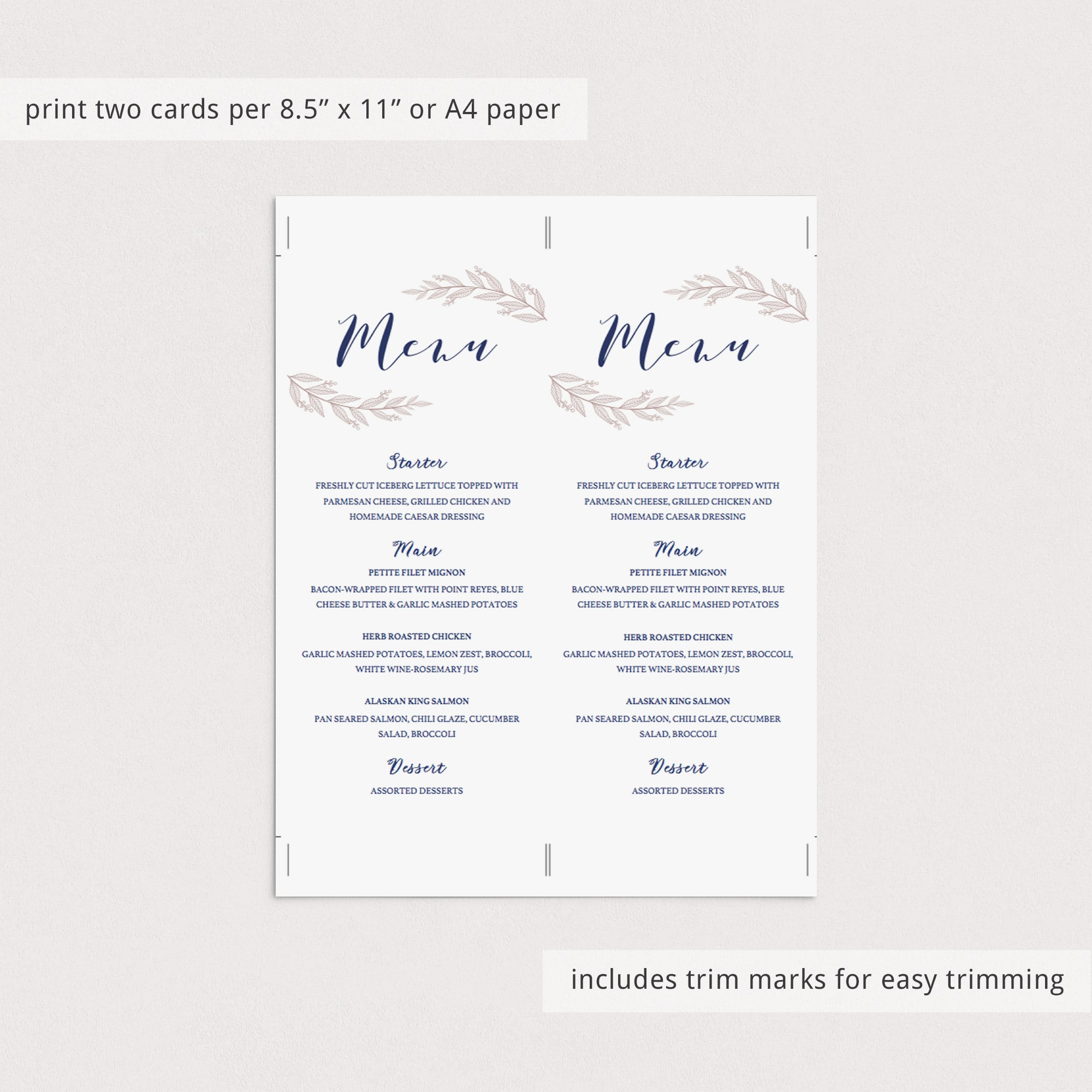 Menu cards template instant download by LittleSizzle