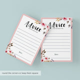 Printable Girl Baby Shower Advice Card