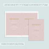 Baby Girl Shower Invite Template with Gold Hearts