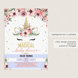 DIY unicorn baby shower invite templates by LittleSizzle