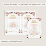 Pink floral baby shower game card would she rather printable by LittleSizzle
