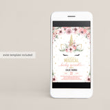 Floral Unicorn Baby Sprinkle Invitation Kit PDF Templates