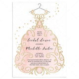 Blush and Gold Bridal Shower Invitations Card Template by LittleSizzle