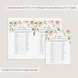 Printable Baby Shower Games with Blush Flowers