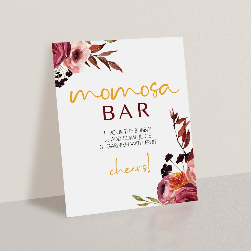 Mom-osa sign for boho baby shower instant download by LittleSizzle