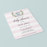 Pink Elephant Baby Shower Invitations for Girls