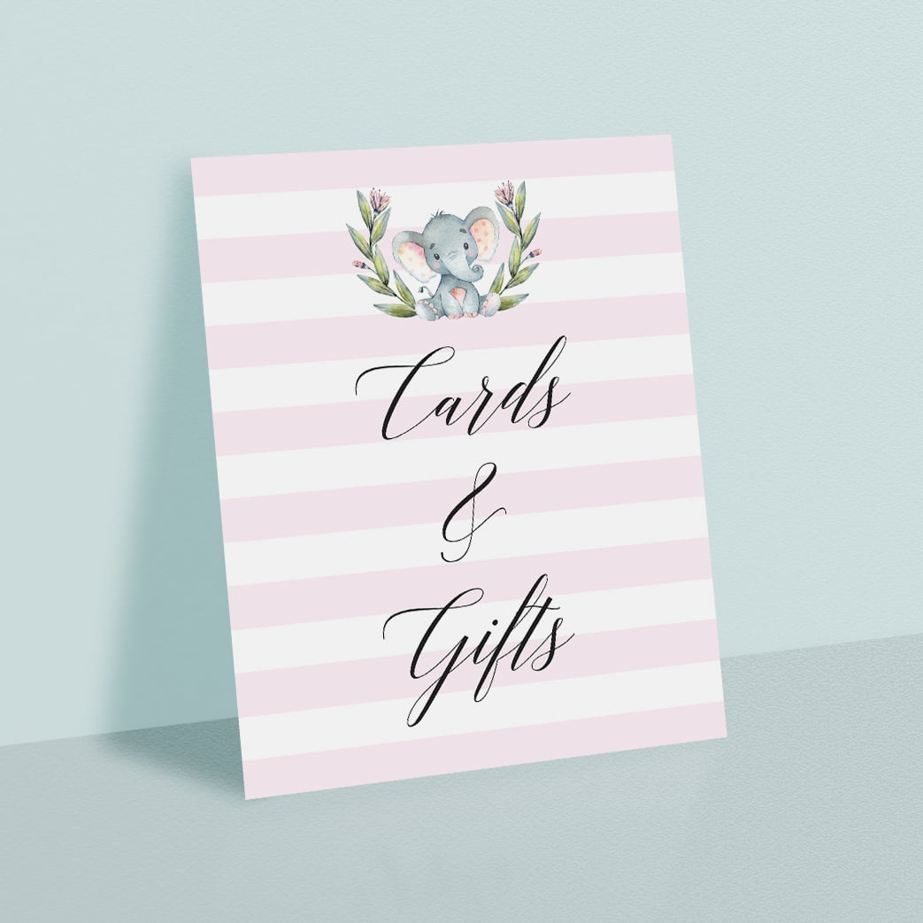 Elephant baby sprinkle gifts sign download PDF by LittleSizzle