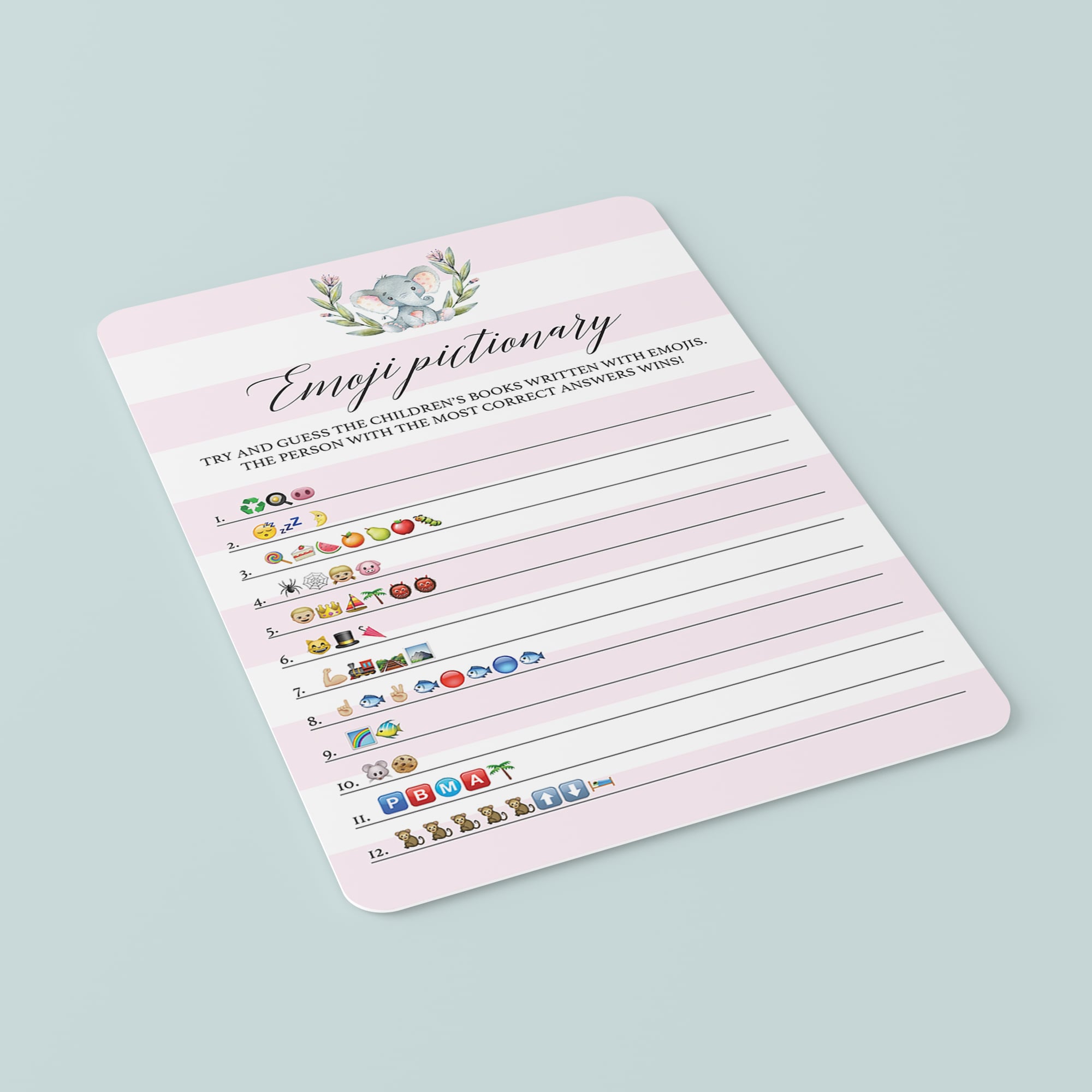 Children's books emoji pictionary baby shower game by LittleSizzle