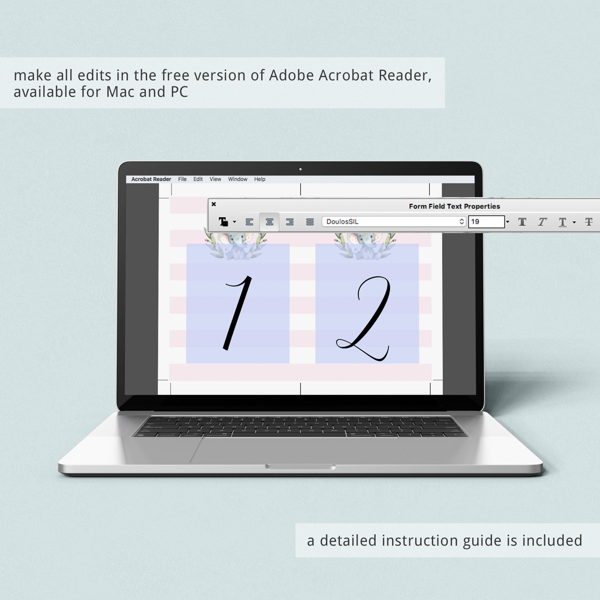 Elephant party decorations printable table numbers by LittleSizzle