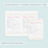 Yellow and Pink Shower Predictions for Baby Printable
