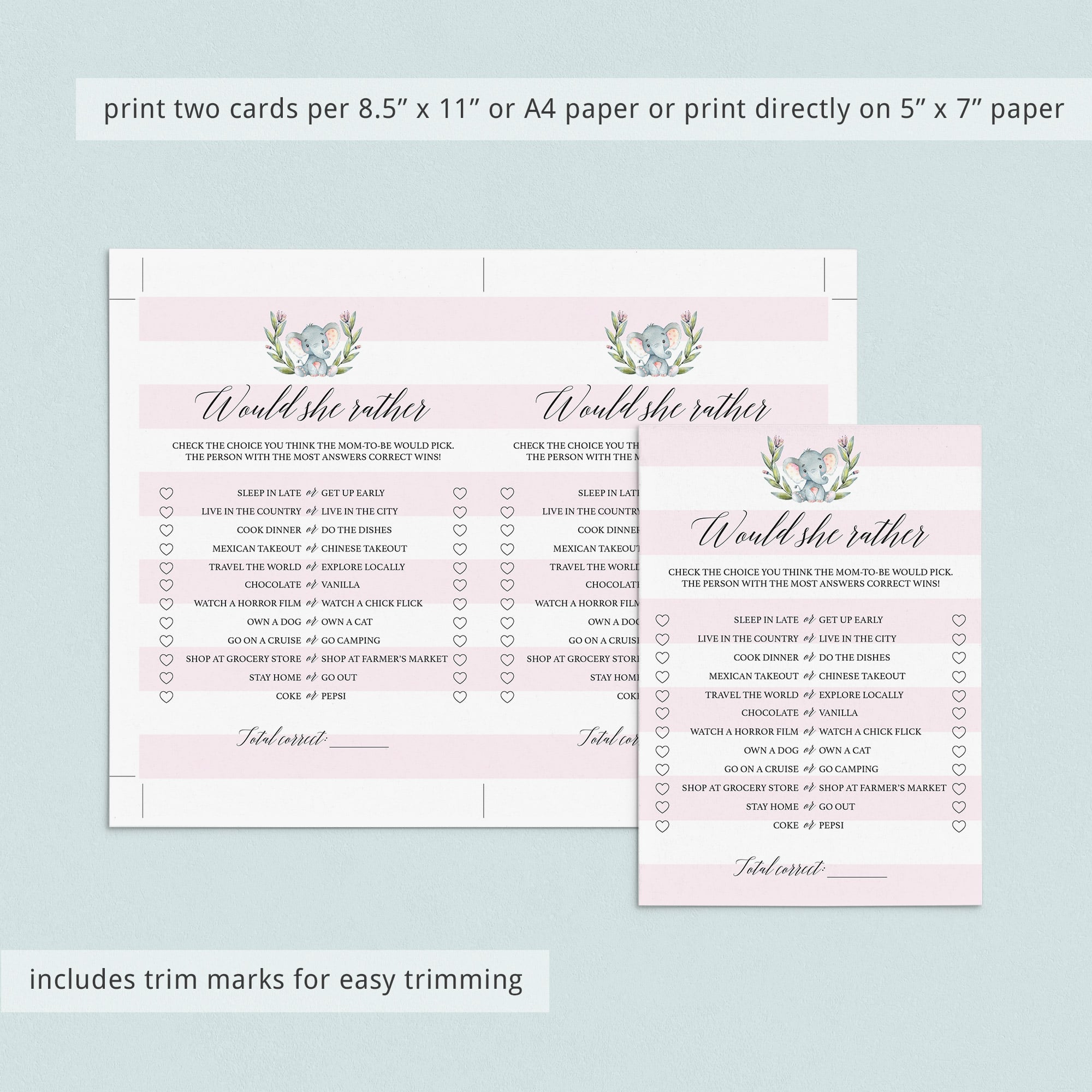 Girl baby shower mommy quiz instant download by LittleSizzle
