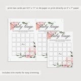 Blush Pink Baby Bingo Cards - Watercolor Florals