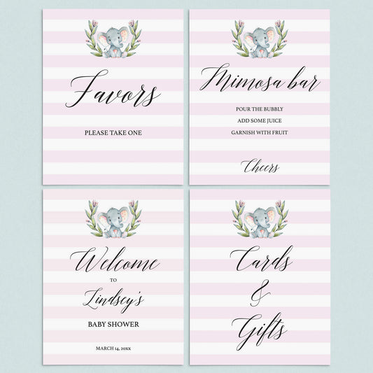 Printable Pink Elephant Baby Shower Decor Package by LittleSizzle