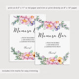 Pink and purple flowers on printable momosa bar sign by LittleSizzle