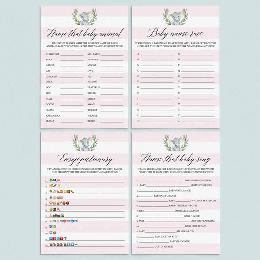 Pink and white baby shower game package printables by LittleSizzle