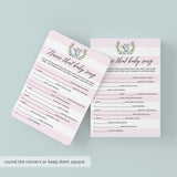 Pink Baby Shower Game Name The Baby Song with Watercolor Elephant