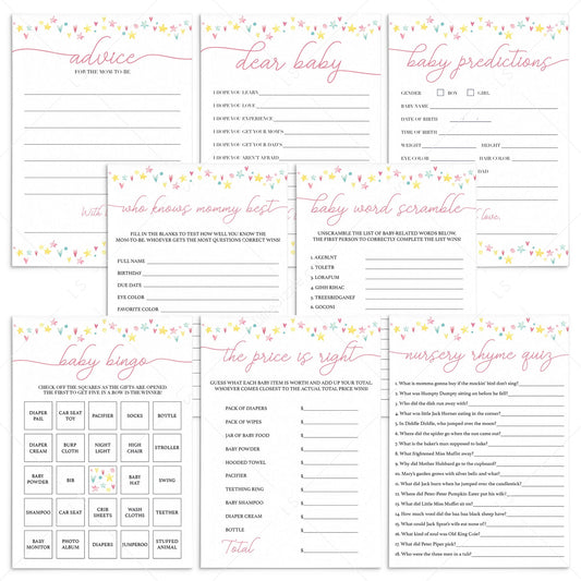 Printable rainbow shower games for girl by LittleSizzle