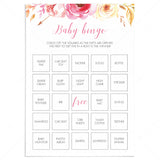 Boho floral baby bingo game cards printable by LittleSizzle