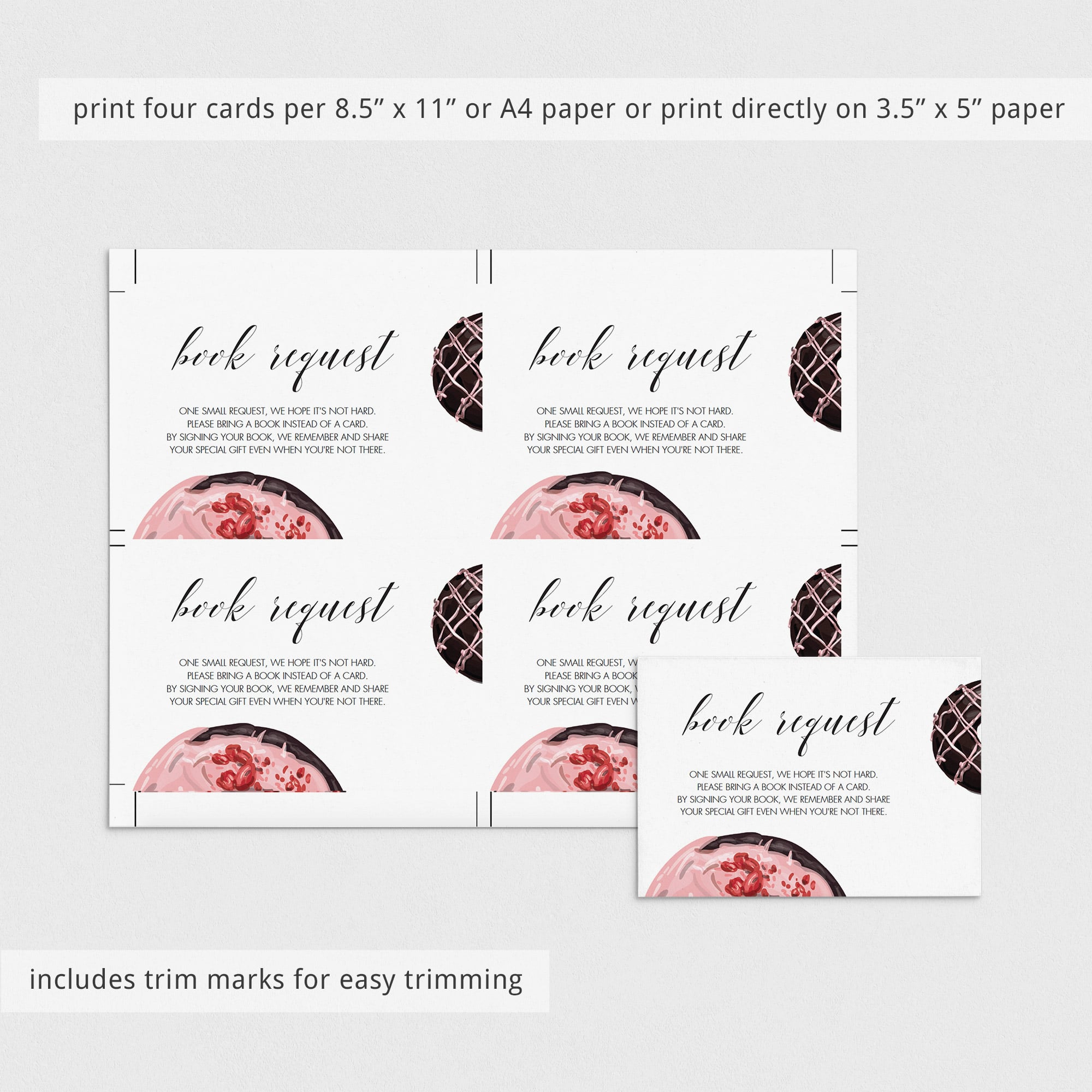 Sweet girl baby party book request cards with donuts by LittleSizzle