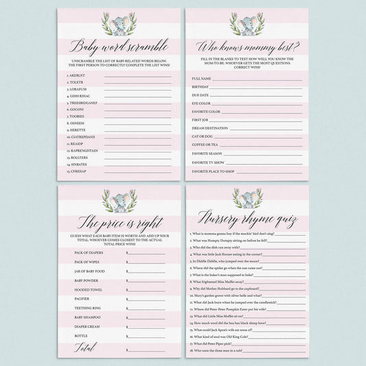 Girl baby shower games bundle printable by LittleSizzle