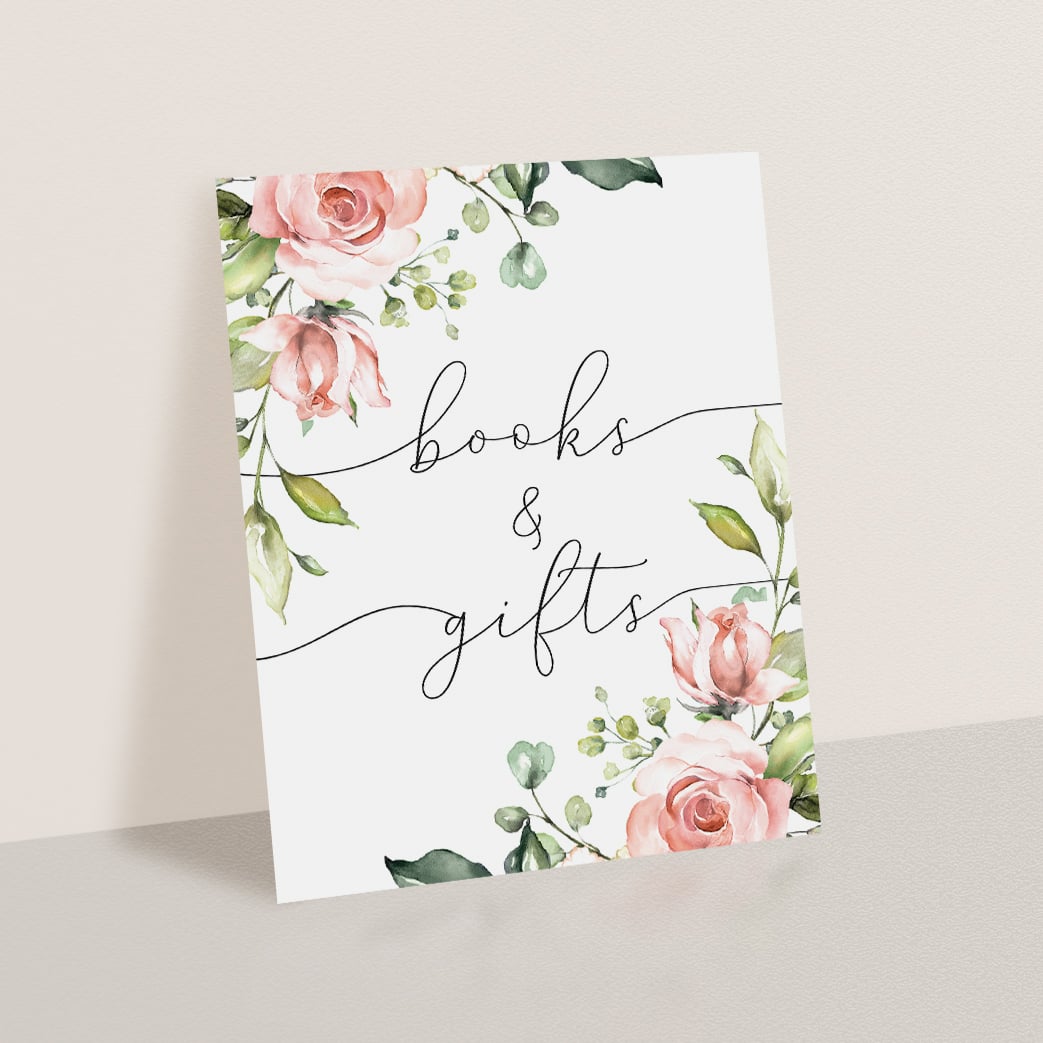 Baby shower book table sign instant download flower theme by LittleSizzle