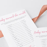 Pink Floral Baby Shower Game Baby Around The World