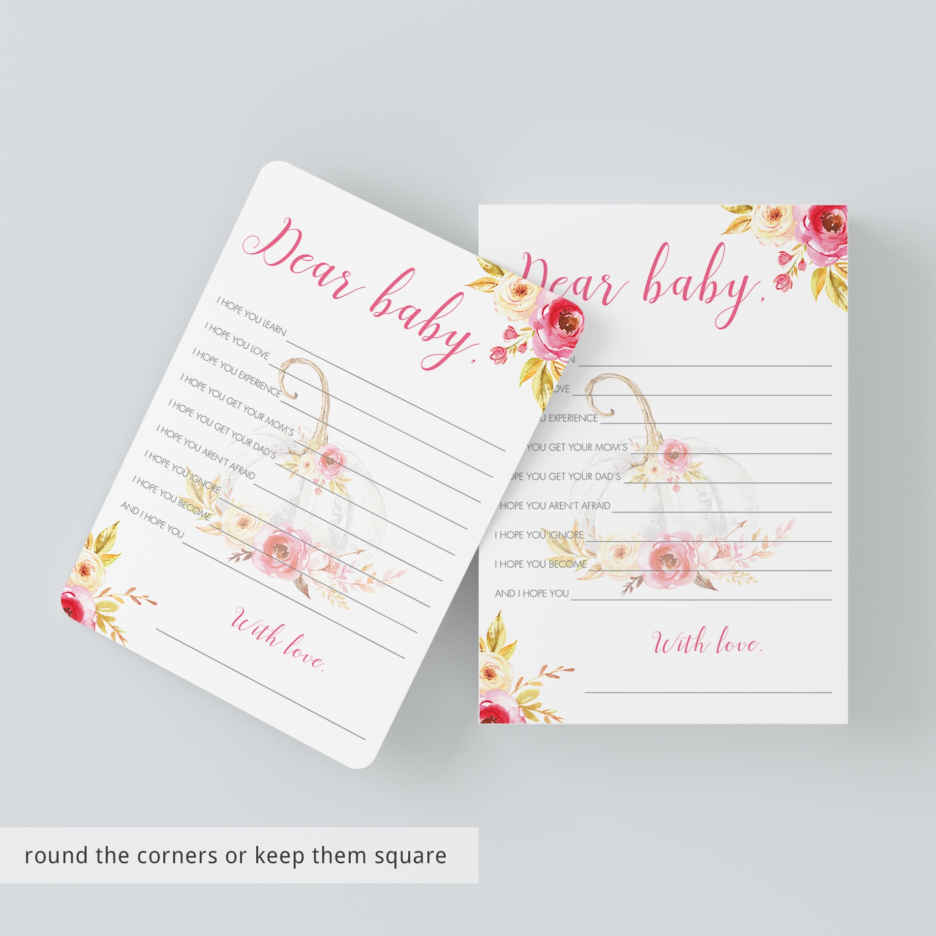 Baby wishes cards fall theme baby shower printable by LittleSizzle