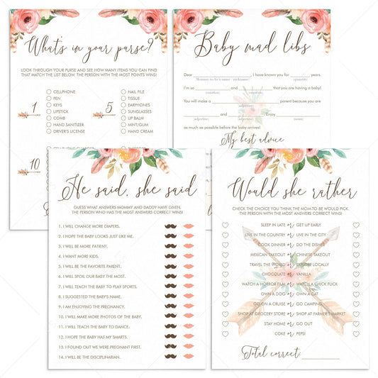 Tribal Baby Shower Games Bundle Instant Download by LittleSizzle