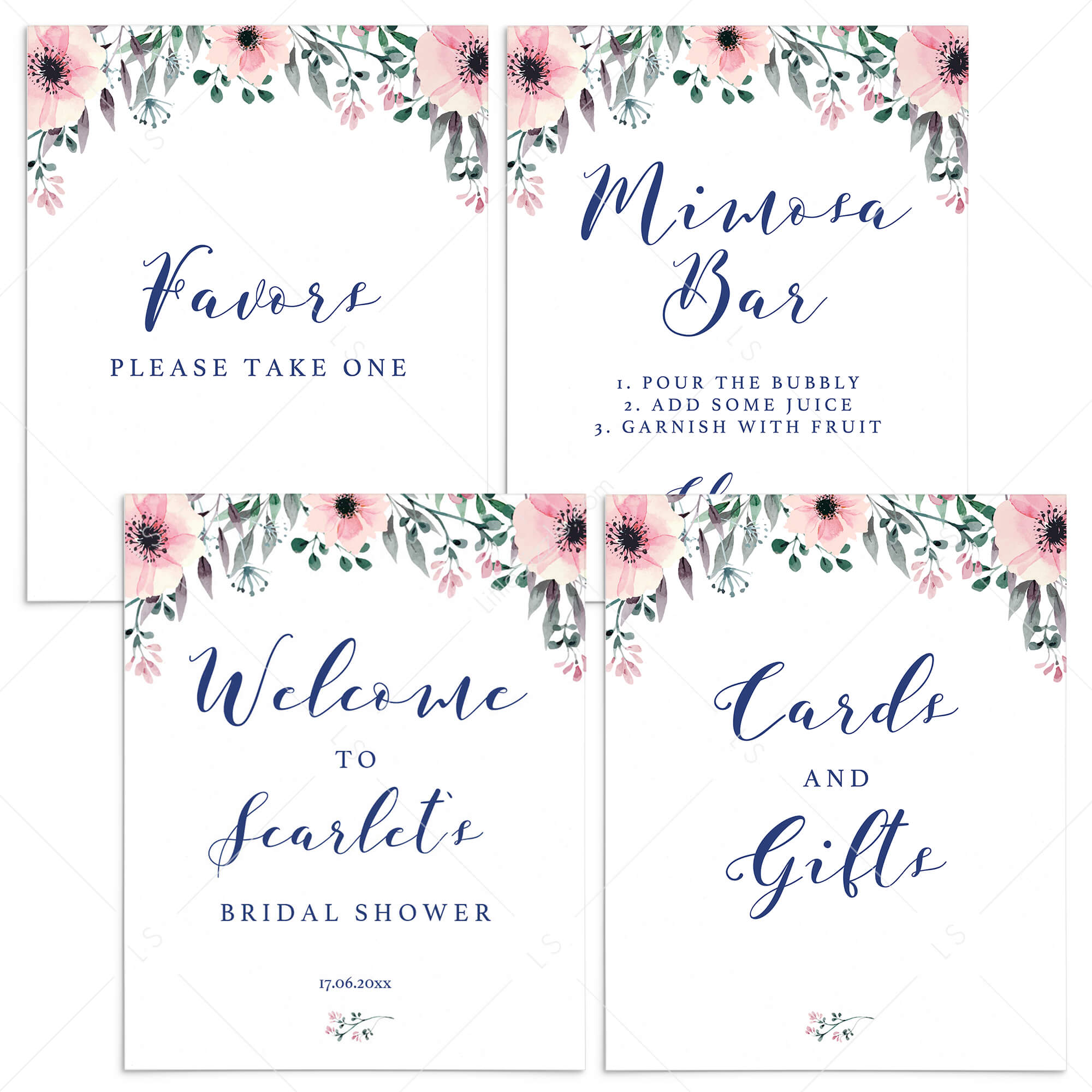 Floral Bridal Shower Decorations Package Printable by LittleSizzle