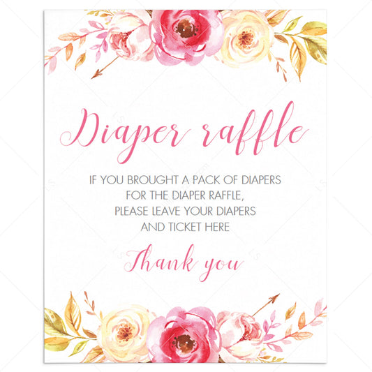Boho baby shower diaper raffle game sign template by LittleSizzle