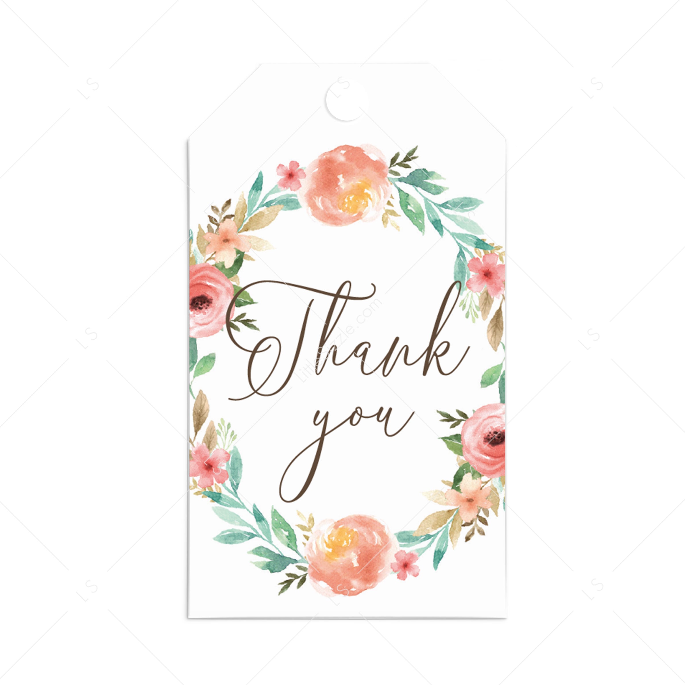 Floral Thank you Favor Tag template | Instant download