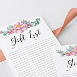 Instant download pink shower guest and gift list by LittleSizzle